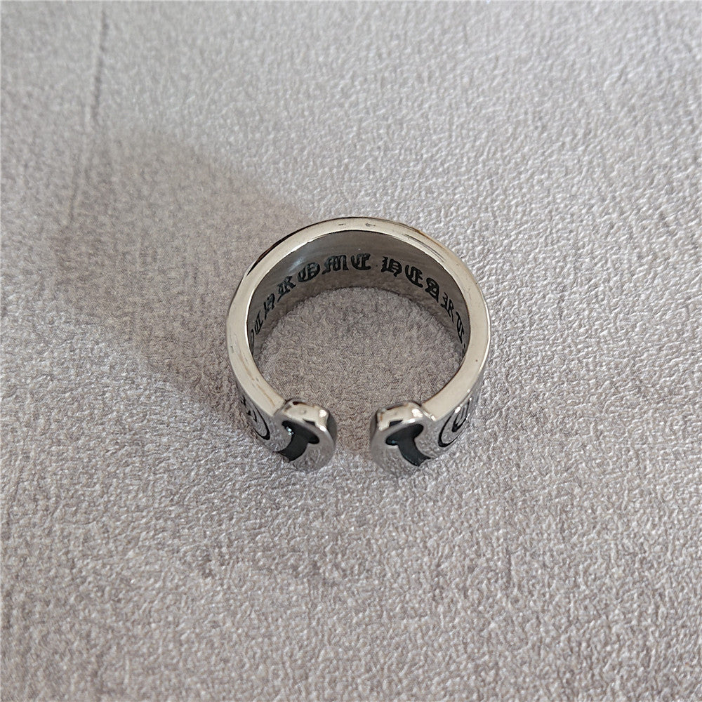 Gothic Symbols Opening Titanium Steel Ring for Men