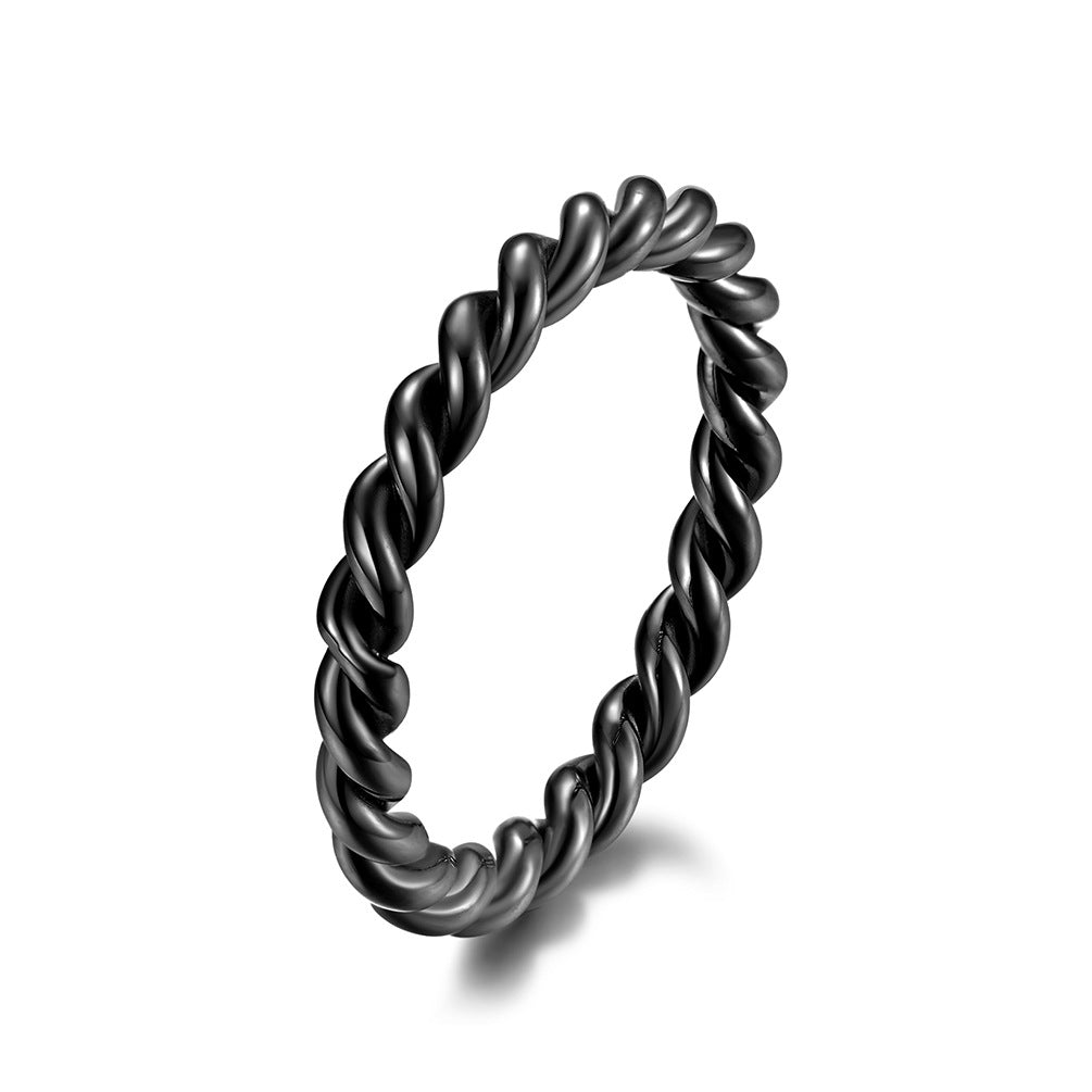 Multi-Strand Spiral Woven Twist Ring for Hipster Men