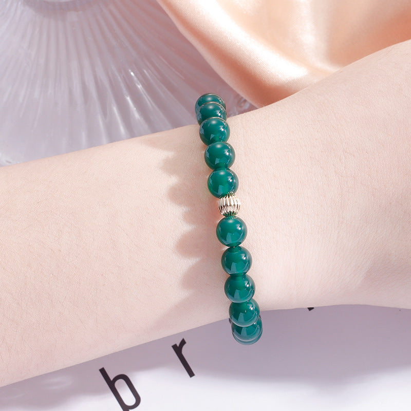 Candy Green Agate Crystal Sterling Silver Bracelet