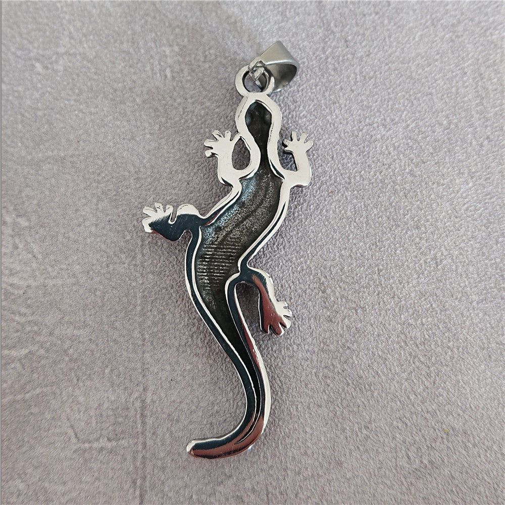 Gecko Pendant Stainless Steel For Unisex Fashion By Planderful Retro Protection Statement