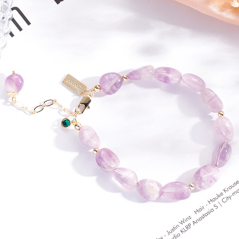 Lavender Amethyst and Purple Agate Sterling Silver Bracelet for Women