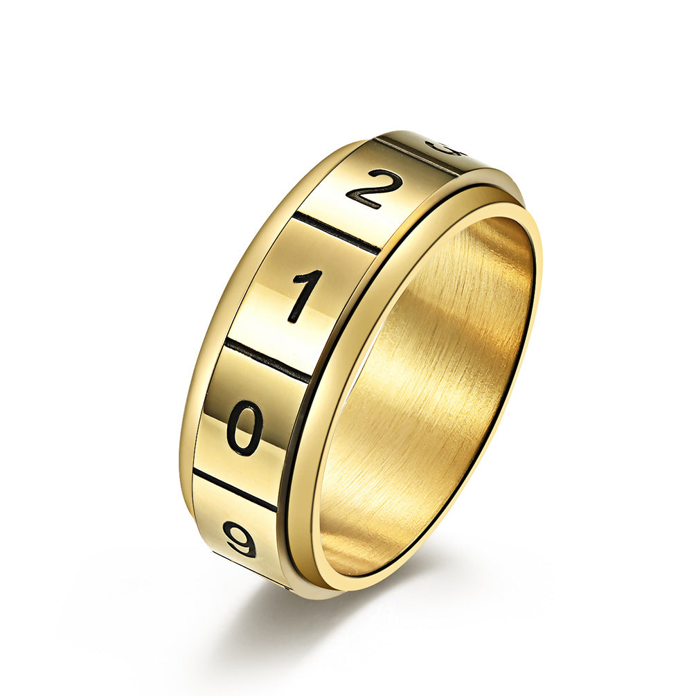 Digital Rotatable Ring – Stress-Relief Rotating Stainless Steel Arabic Digital
