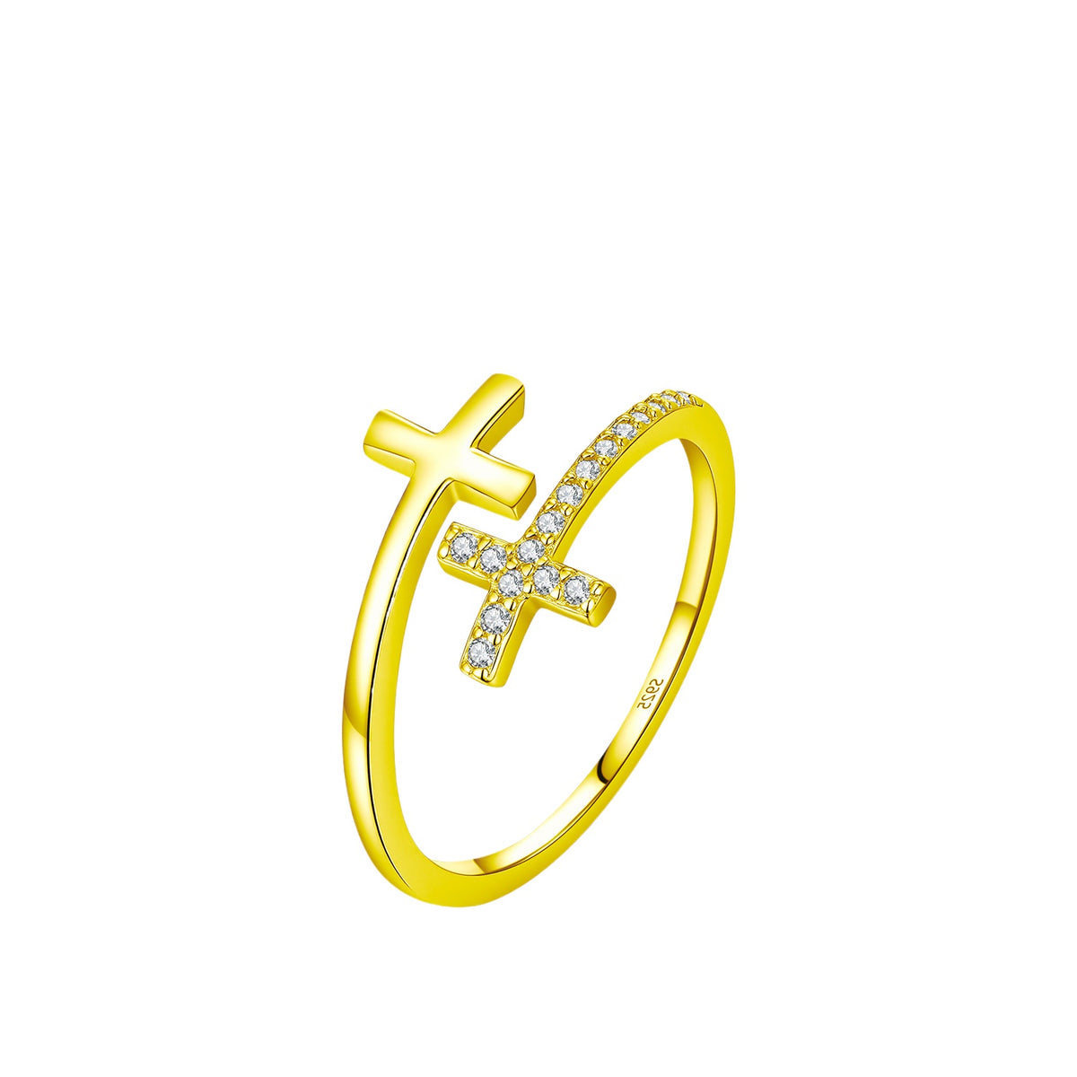 925 Sterling Silver Cross Zircon Ring