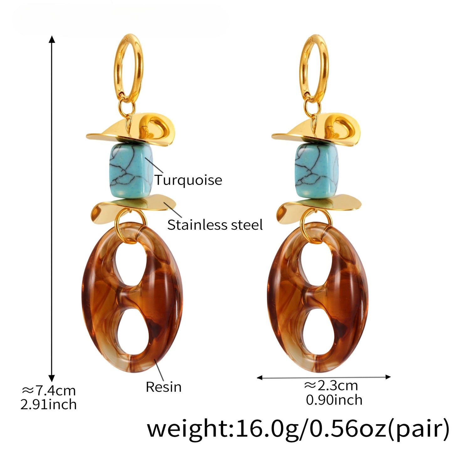 Planderful Merade Oval Resin Pig Nose Stud Earrings Trendy