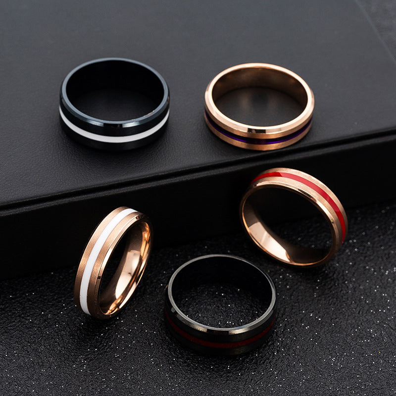 8mm Black Plated Stainless Steel Men's Ring - Wholesale Jewelry for Stylish Men