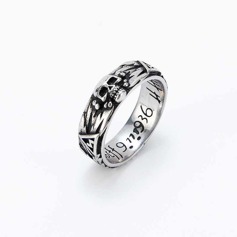 Planderful Skull Couple Ring Stainless Steel Men Unisex Cross Emblem Durable Protection Statement Jewelry