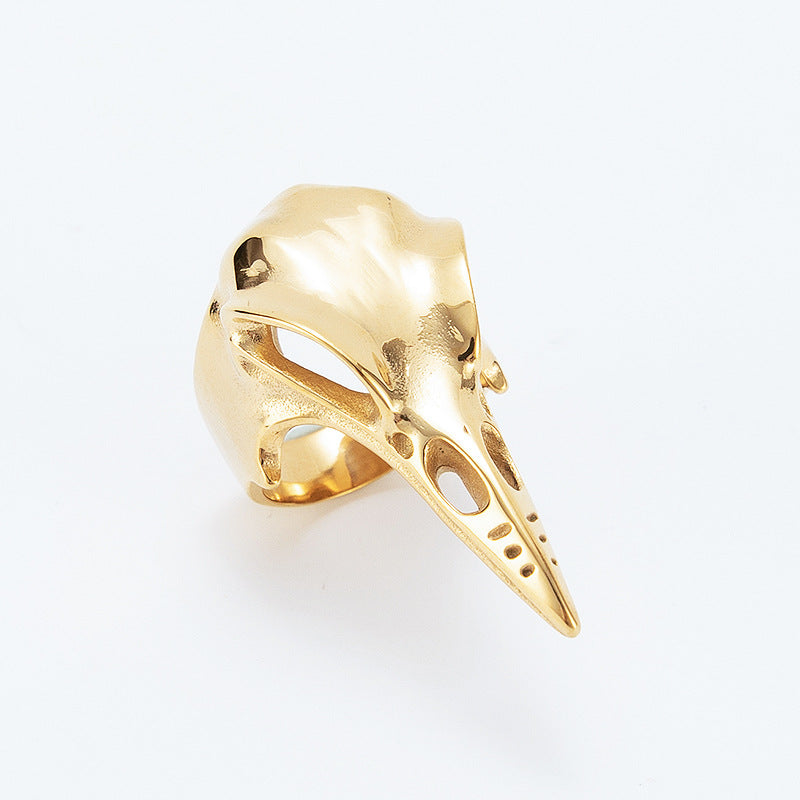 Woodpecker Skull Ring Unisex Stainless Steel Bold Protection Statement Planderful Everyday Genie