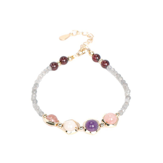 Crystal Peach Blossom Fortune Bracelet with Amethyst Stone
