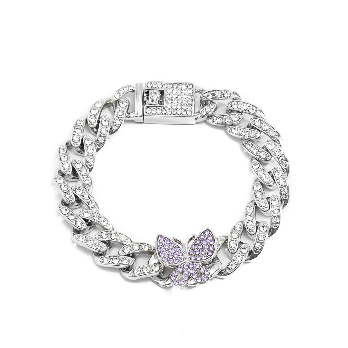 Planderful Vienna Verve Butterfly Bracelet For Women Cuban Buckle Bold Retro Zircon Color