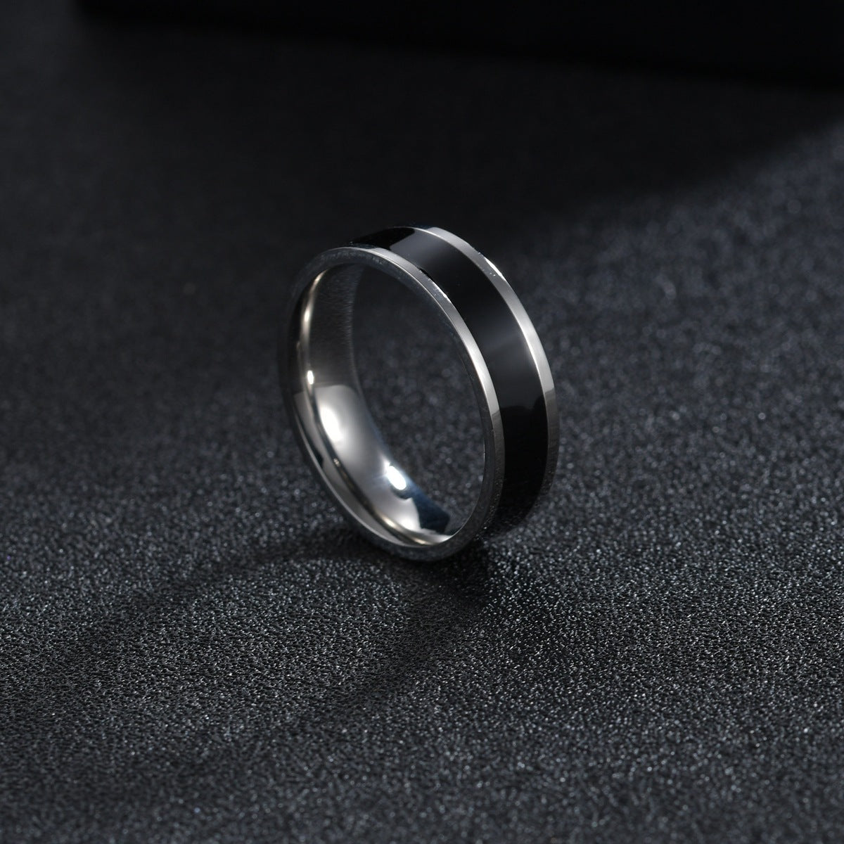 Black and White Titanium Couple Ring Set - Everyday Genie Collection