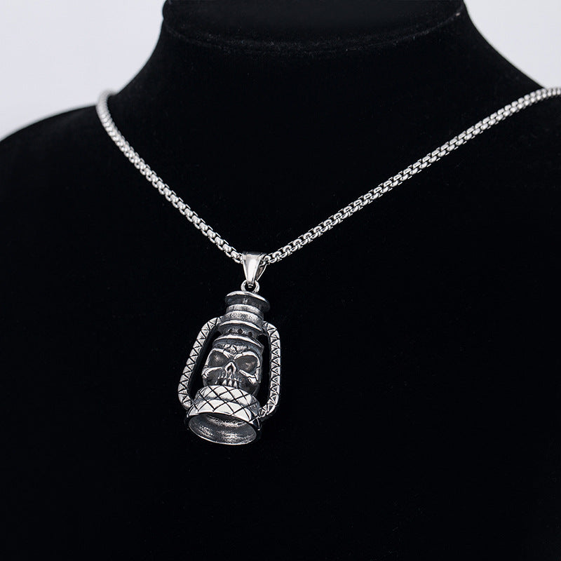 Stainless Steel Necklace - Statement Men's Skull Pendant