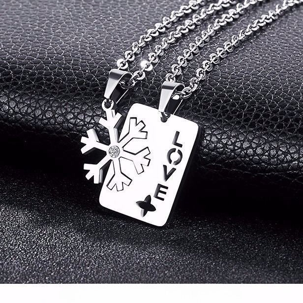Planderful Stainless Steel Snowflake Cross Pendant Necklace For Unisex Couples Protection Symbol Jewelry