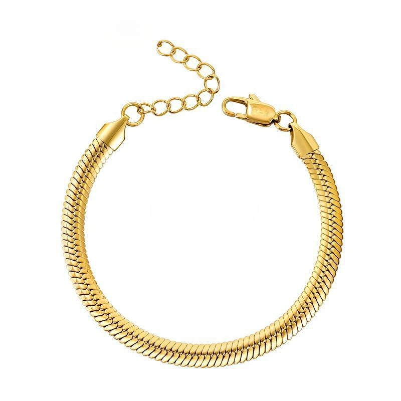 Planderful Jewelry Titanium Steel Octagonal Snake Bone Chain Mens Bracelet With Bead Details