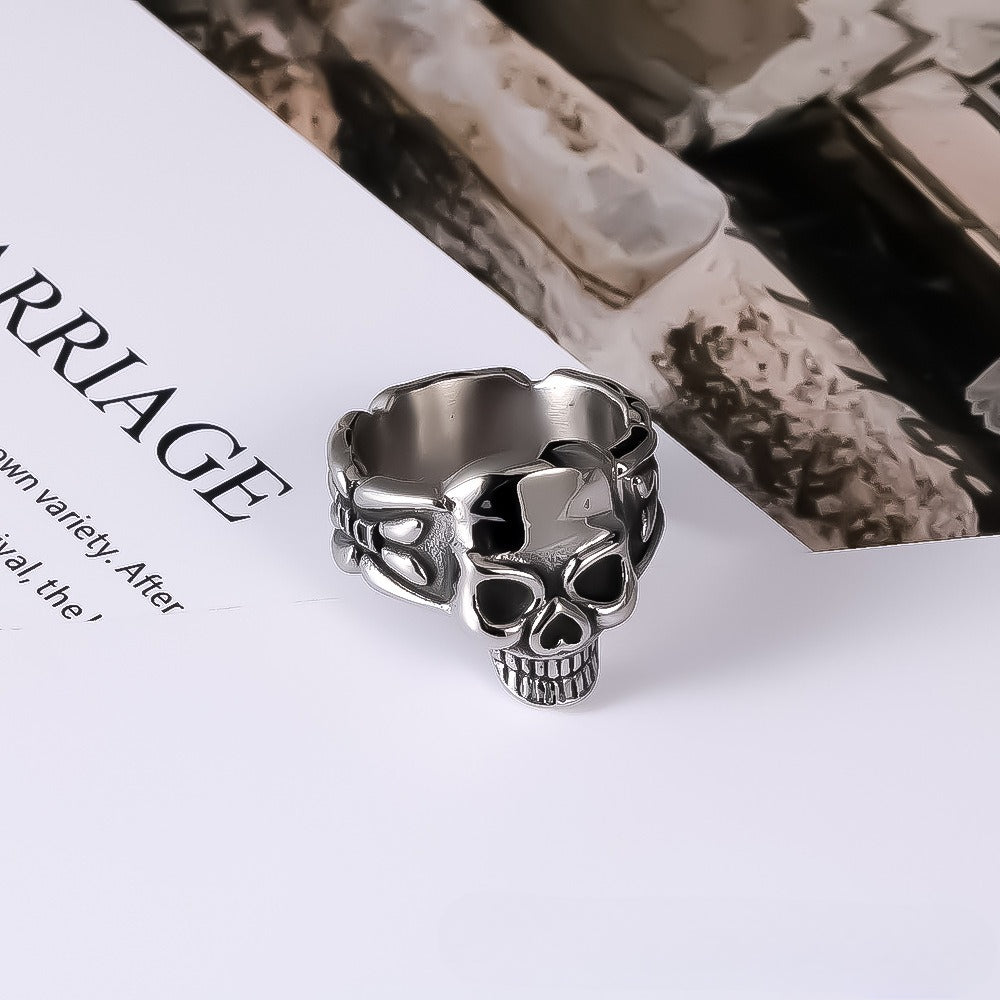 Stainless Steel Skull Ring for Men Ghost Head Retro Style