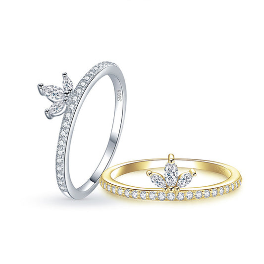 Crown Marquise Zircon Sterling Silver Ring