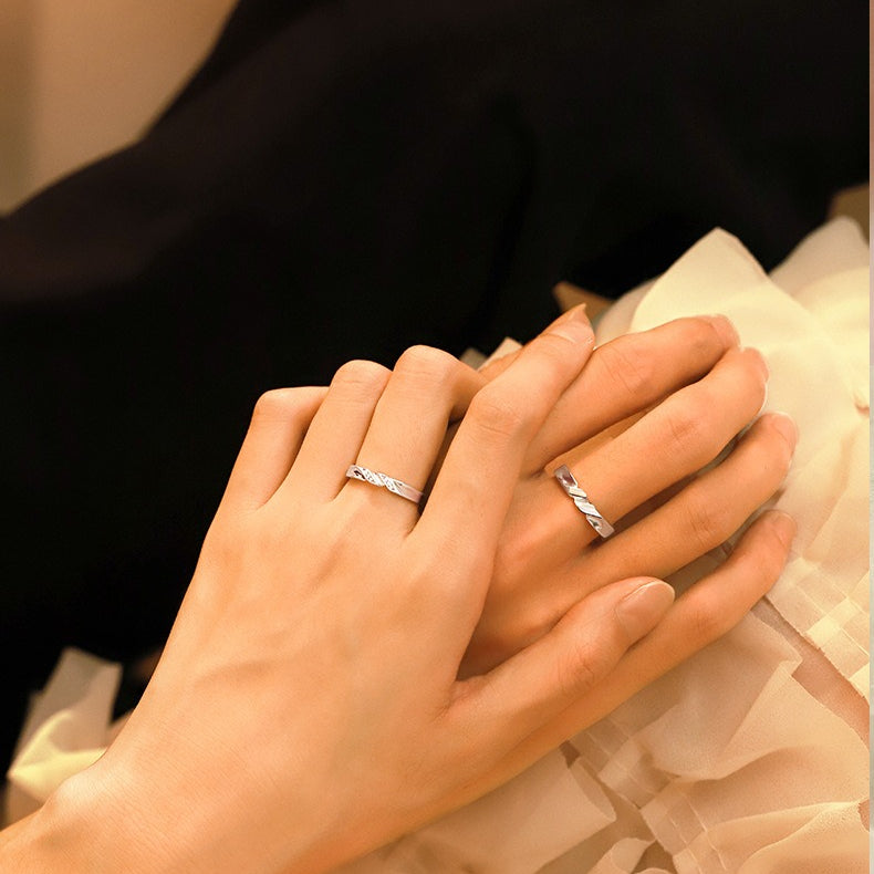 Planderful 925 Sterling Silver Open Couple Ring For Women Korean Style Adjustable Gift High End