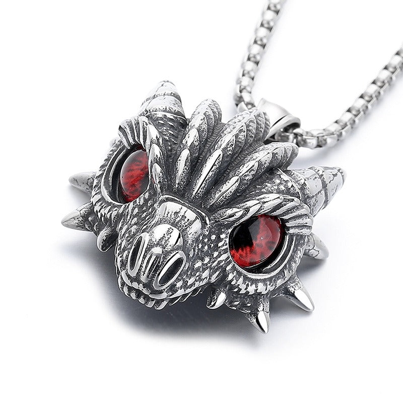 Steel Necklace - Minimalist Dragon Pendant