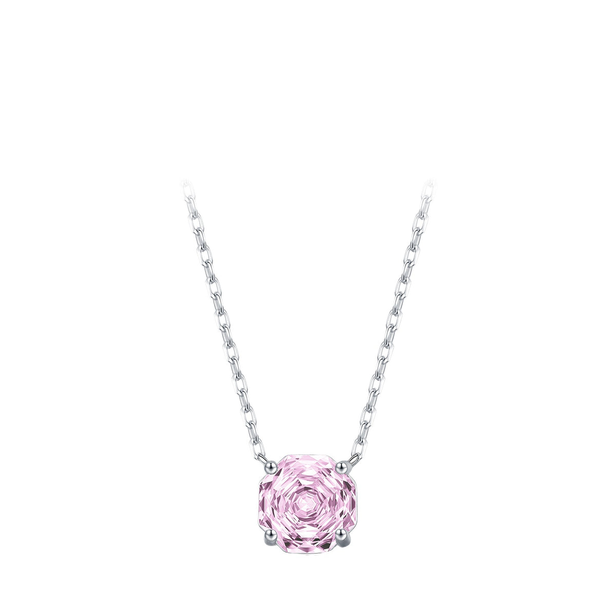 925 Sterling Silver Blush Pink Heart Rose-Cut Zircon Necklace