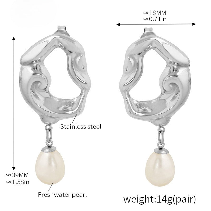 Planderful 18K Gold Plated Lava Pearl Women Earrings