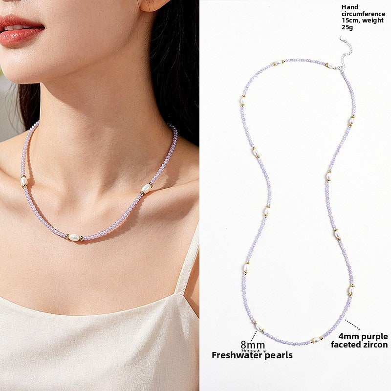 Freshwater Pearl Amethyst Lapis Lazuli Faceted Necklace