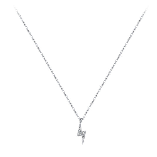 Elegant Sterling Silver Lightning Collarbone Necklace with Mini Zircon