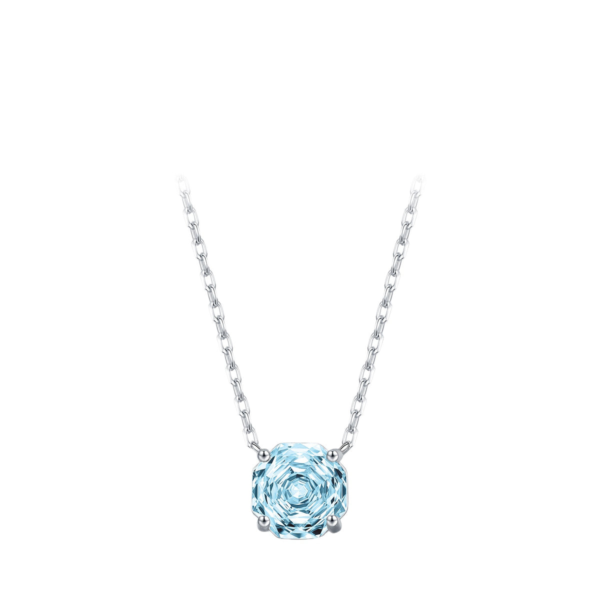 925 Sterling Silver Sea Blue Rose-Cut Zircon Necklace