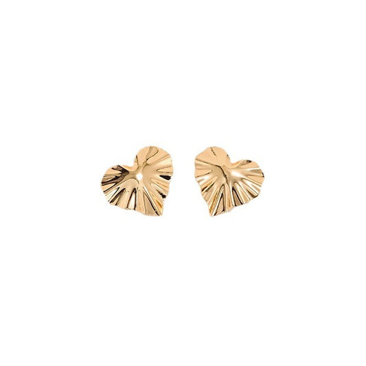 Chic Metal Love Pleats Stud Earrings - Vienna Verve Collection