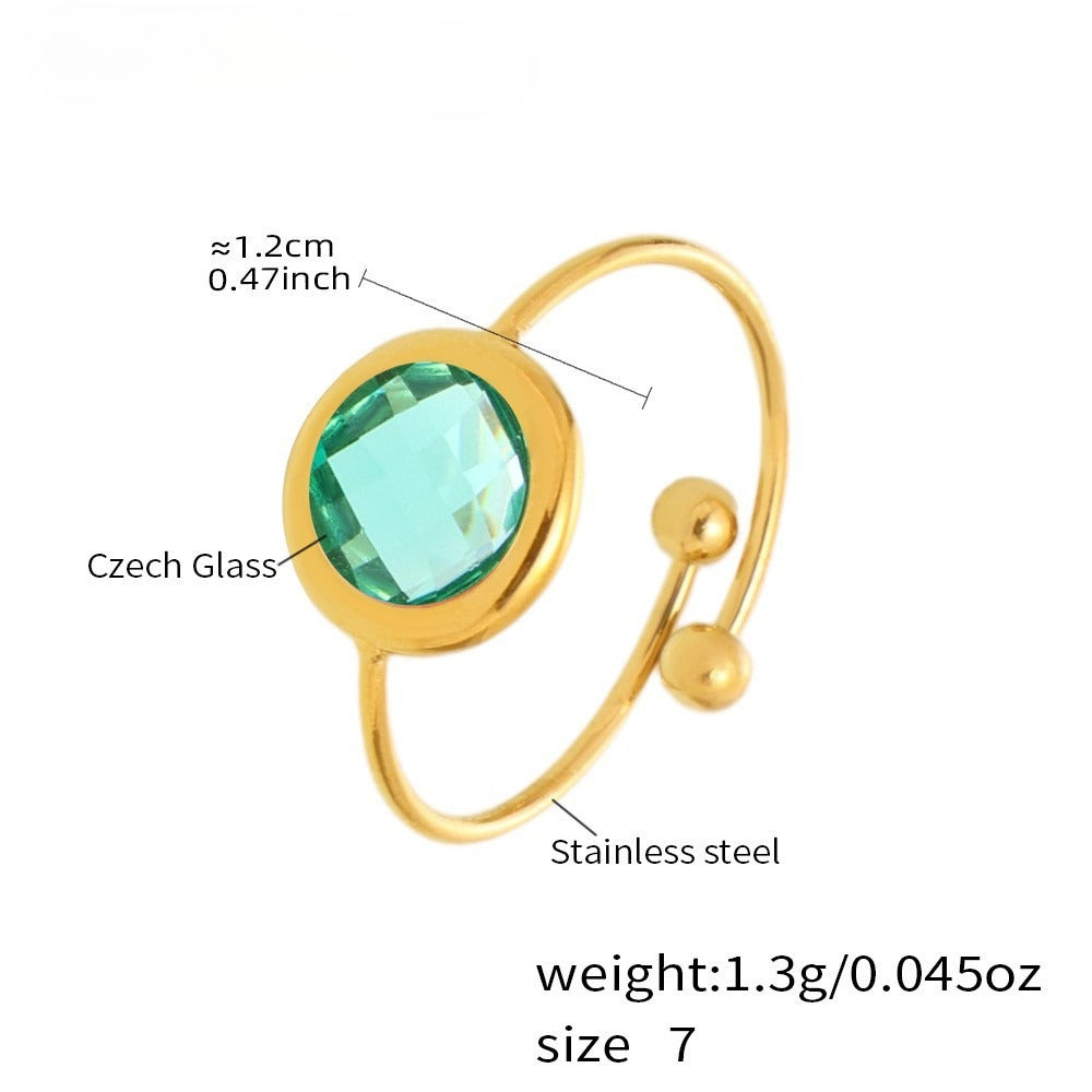 Planderful Crystal Glass Ring Women 18K Gold Plated Luxurious