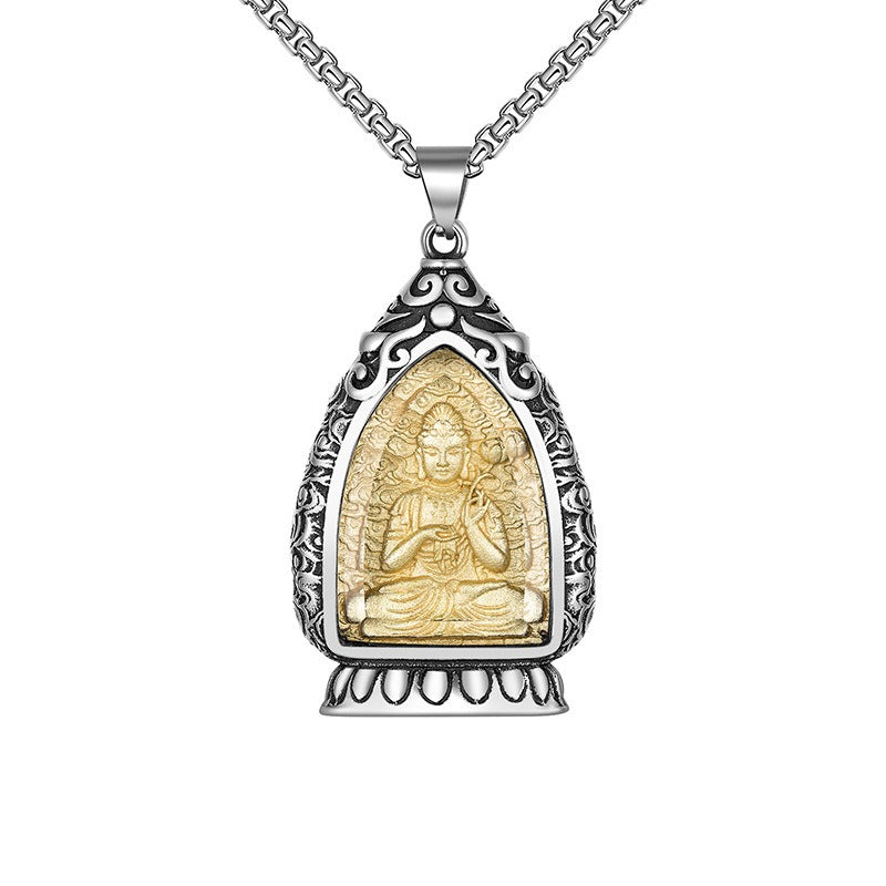 Steel Necklace – Vintage Men’s Natal Amulet With Eight Patron Saints Of The Zodiac
