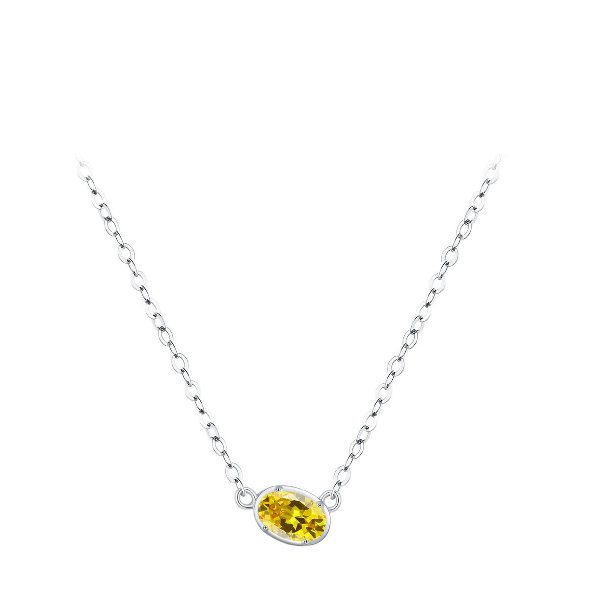 925 Sterling Silver Geometric Square Zircon Necklace