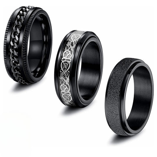 Rotating Titanium Ring for Men with Black Three-Piece Suit