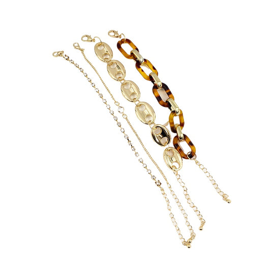 Exaggerated Retro Chain Bracelet Set with Personalized Design - Vienna Verve Collection