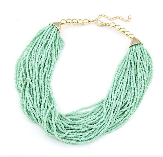 Boho Chic Layered Bead Necklace with Mixed Textures