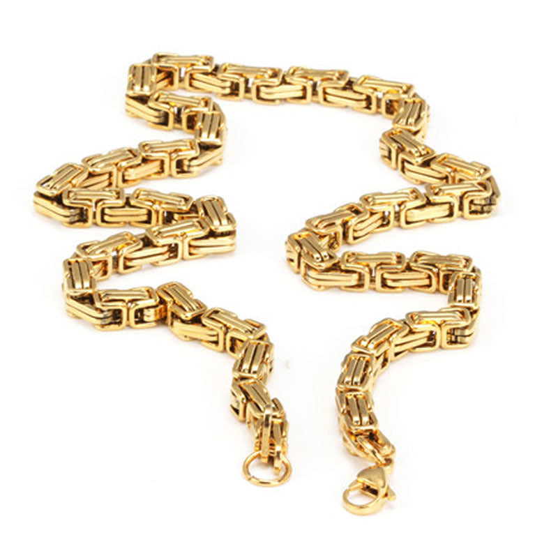 Planderful Premium Stainless Steel Necklace For Men Unisex Gold Square Pendant Protection Statement Everyday Genie