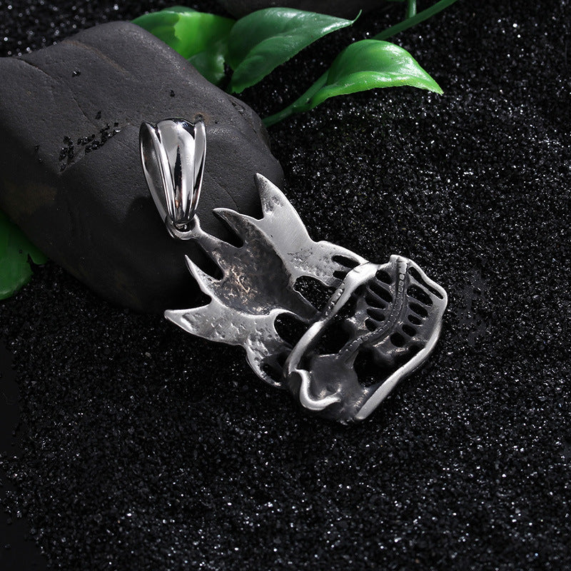 Titanium Steel Skull and Eagle Pendant - Bold Men's Personalized Jewelry
