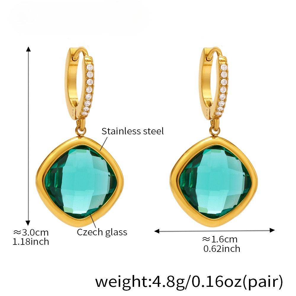 Planderful Everyday Genie Czech Glass Zircon Earrings Women