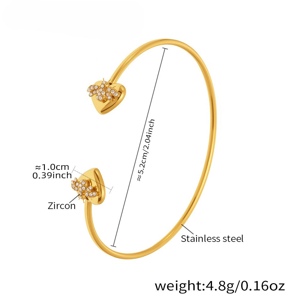 Planderful Zircon Rose Love Open Bracelet For Women