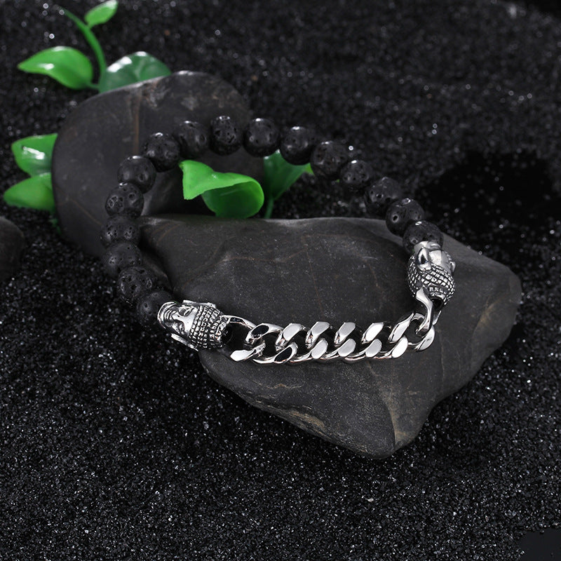 Buddha Head Volcanic Stone Energy Bracelet for Men
