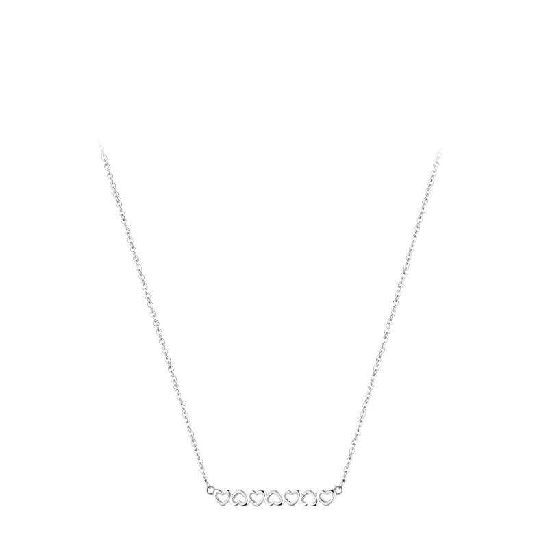 Simple Heart-shaped Hollow Cross-border Sterling Silver Necklace