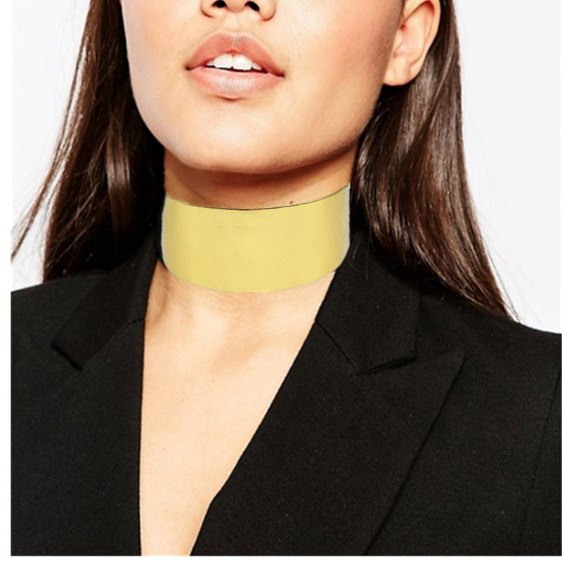 Chic Gold PU Leather Choker Necklace and Earrings Set by Planderful Collection