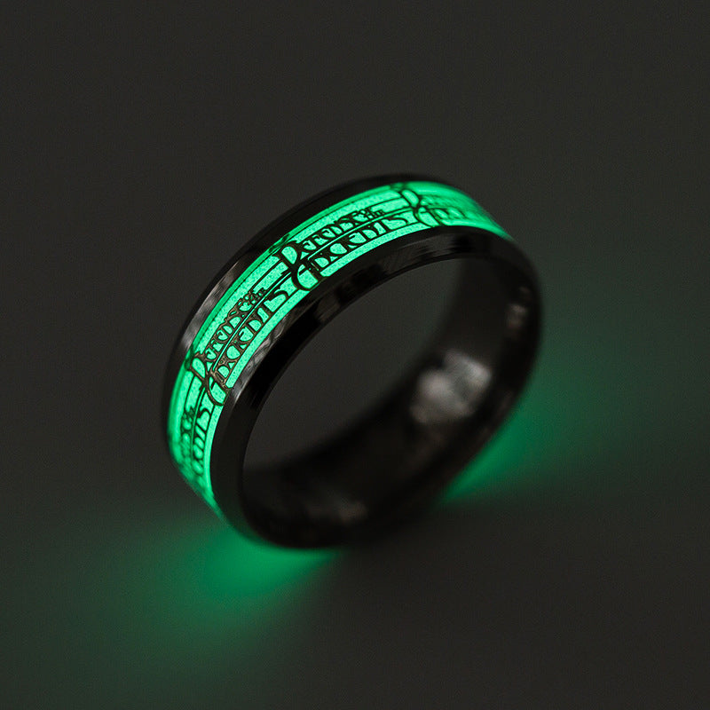 Men's Luminous Dota2 Logo Ring - Steel Genie Collection