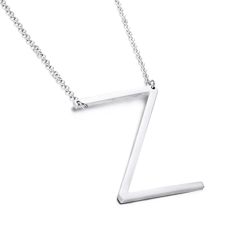 26-Letter Pendant Necklace, Fashionable And Women'S Short Collarbone Chain Titanium Steel
