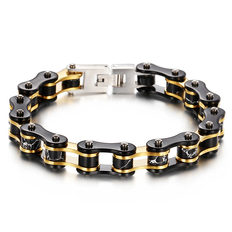 Men's Multi-Color Titanium Steel Bracelet with Fashion Trend Bicycle Chain Design