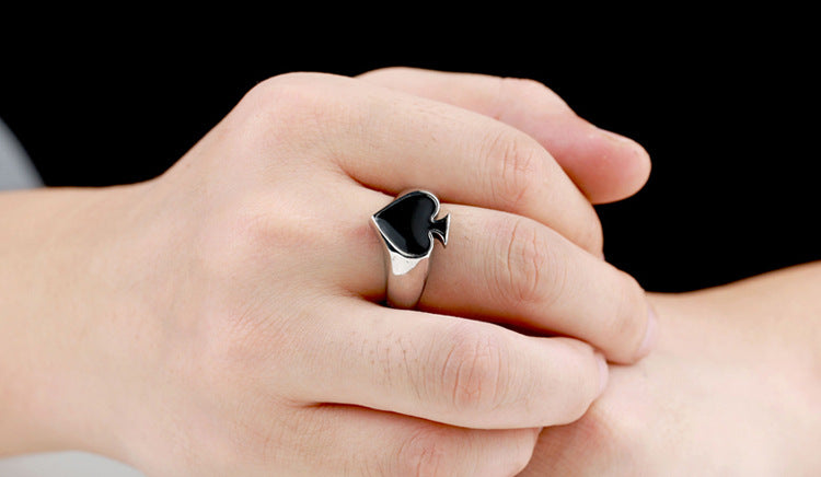 Personalized Titanium Steel Poker Spade Ring for Men and Women - Everyday Genie Collection