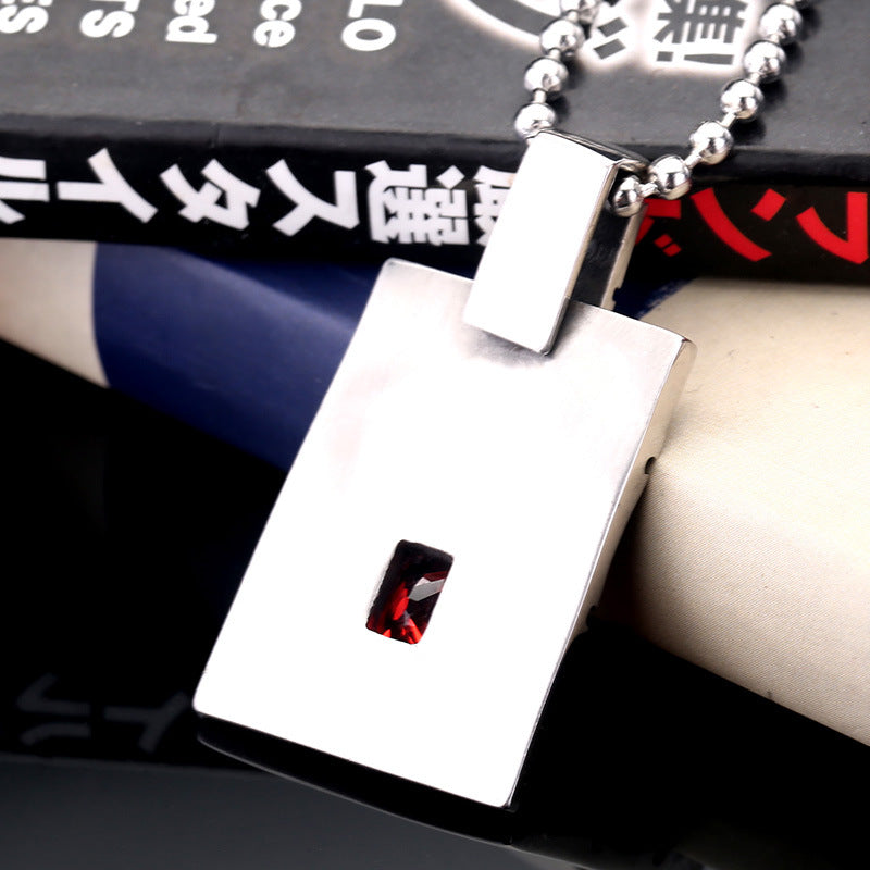 vintage-inspired titanium steel pendant necklace with customizable zircon accents for men