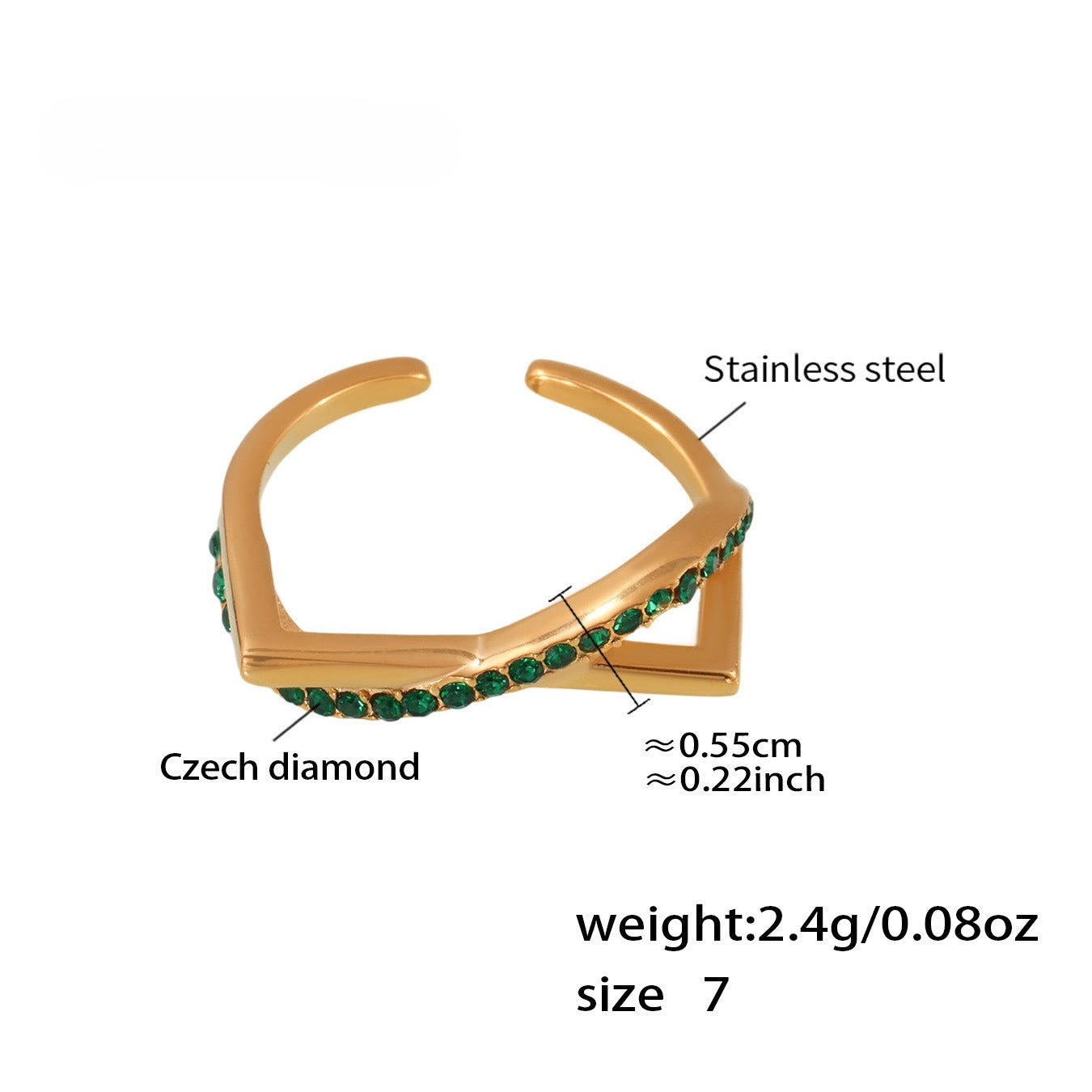 Planderful Zircon Bead Ring For Women Open Design Luxury