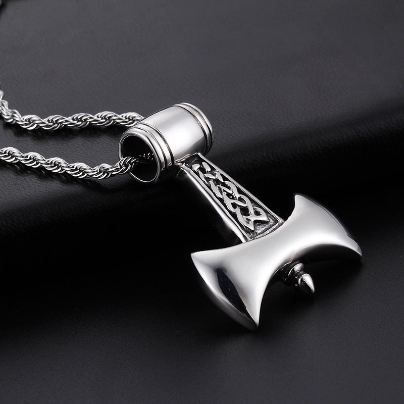 Men's Titanium Steel Pendant Inspired by Thor's Hammer - Cross-Border Jewelry Supply