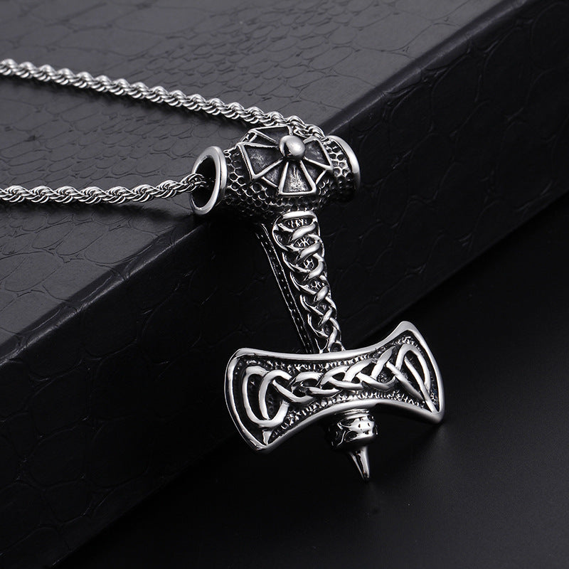Nordic Style Men's Stainless Steel Thor's Hammer Pendant
