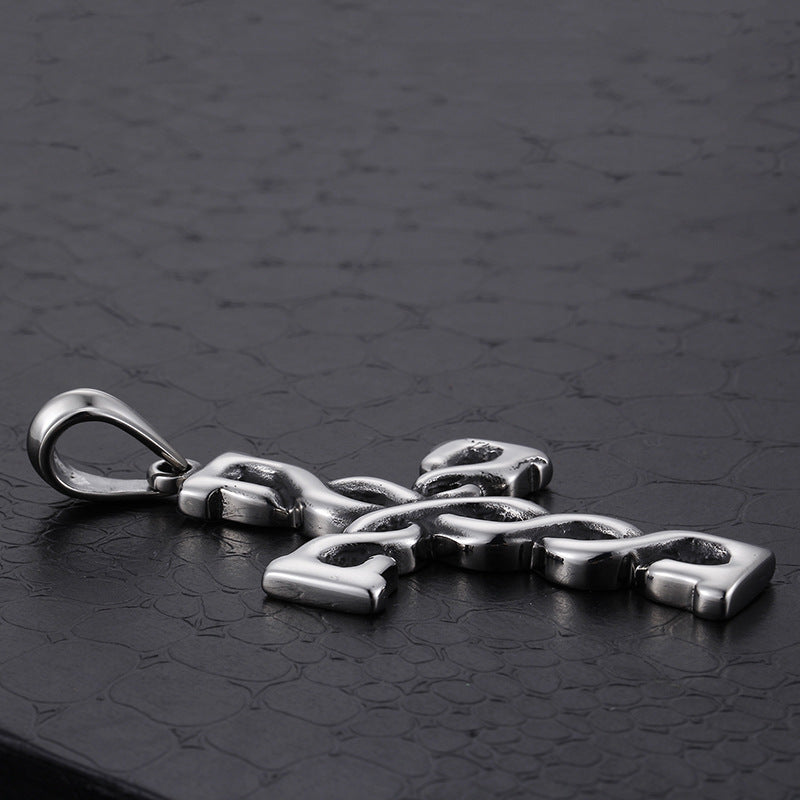 Japanese and Korean Titanium Steel Cross Pendant for Men - Retro Hipster Jewelry