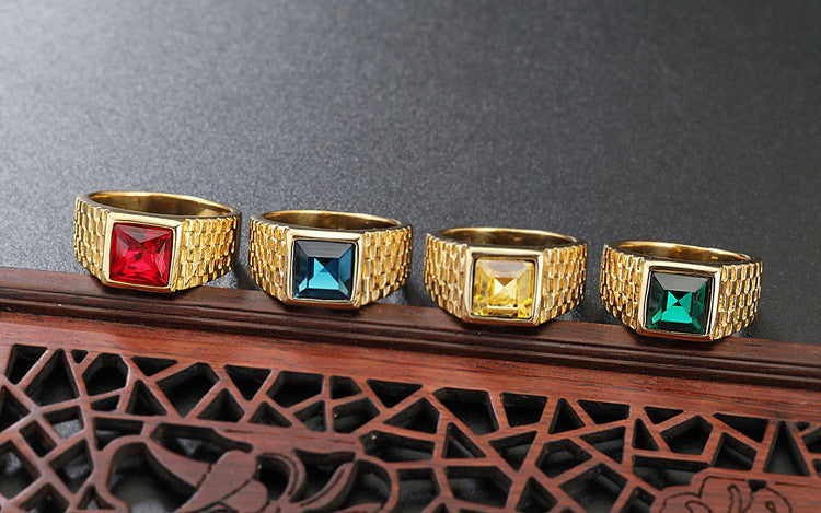 Planderful Gold Plated Zircon Ring Titanium Steel Unisex For Men And Women Durable Everyday Style